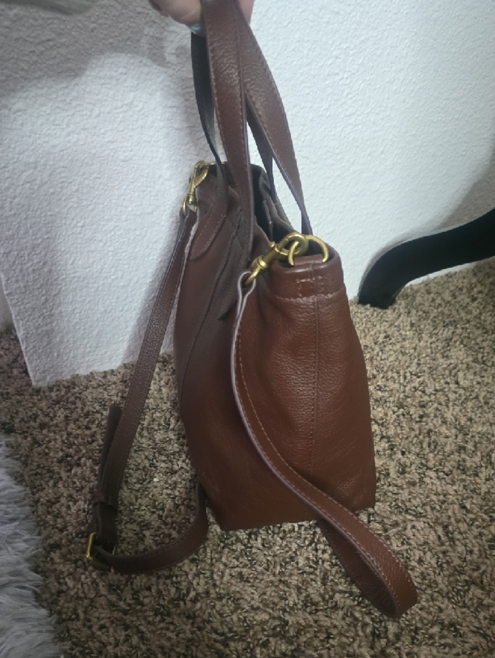 Lucky Brand Dark Brown & Gold Hardware 100% Leather Small Crossbody Bag (EUC)✨️ - Picture 10 of 13